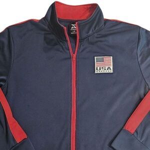 Striker USA Training Warm Up Track Jacket Navy Blue US Flag‎ Full Zip Size L